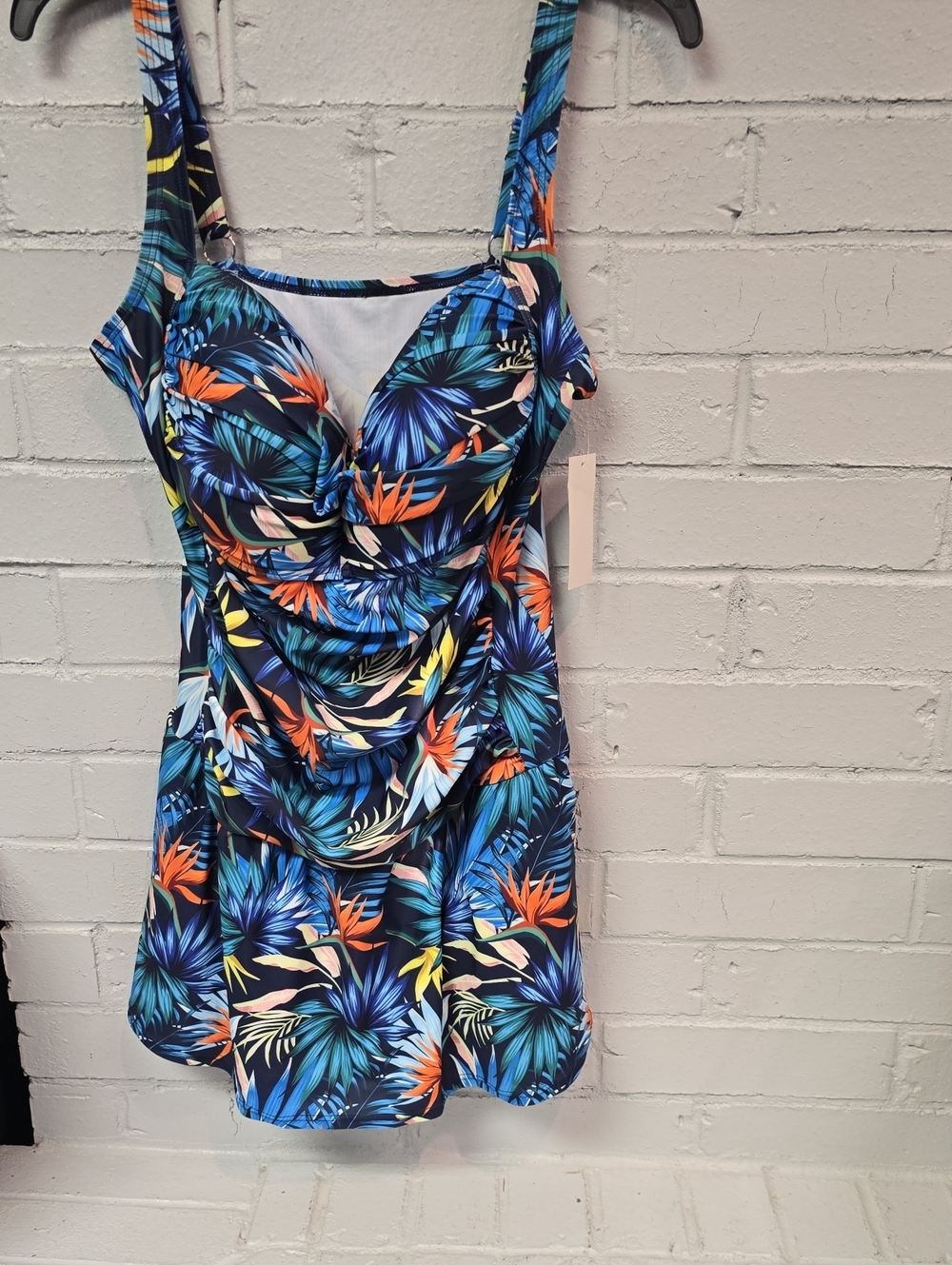 Emerald Bay Tropical Print One-Piece Swimdress.  NWT. Size 20W